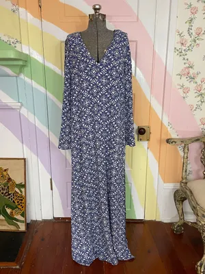 Lulus Mandala Daydream Side Slit Blue Maxi Dress Sz M 💚🎀 thumbnail 3