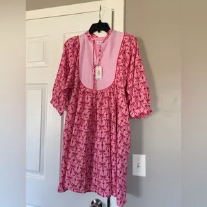 Simply Southern Pink Red Bow Midi Dress NEW NWT thumbnail 3