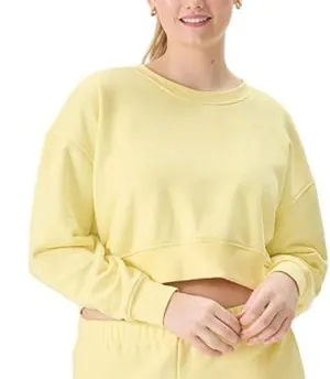 Aritzia Tna Oversized Cozy Fleece Cropped Crew in Yellow thumbnail 1
