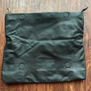 Steve Madden Rose Foldover Magnetic Zip Up Clutch Purse Black Faux Leather EUC . thumbnail 3