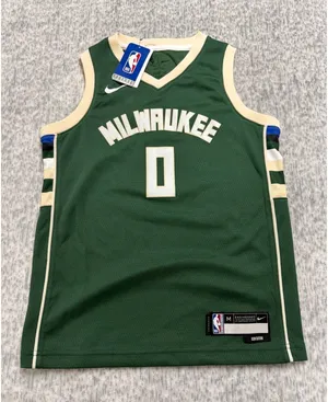 Nike Milwaukee Bucks Damian Lillard 0 Icon Edition Swingman Jersey women M 10-12 thumbnail 1