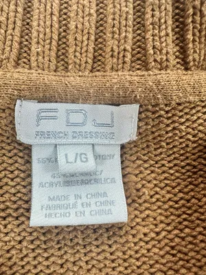 FDJ French Dressing Cardigan Women L Brown Shawl Collar Chunky Knit Button Front thumbnail 2