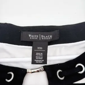 White House Black Market Striped Keyhole Grommet Dress XXS Black White Dress thumbnail 3