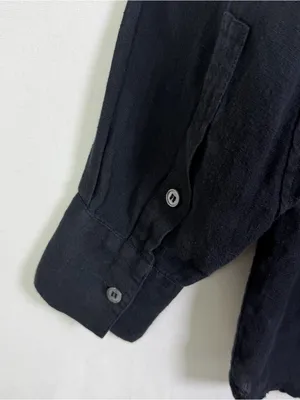 Katharine Hamnett Nicola Women XS Black Linen Oversized Shirt Italy Quiet Luxury thumbnail 8