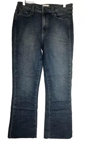PAIGE Jeans Colette‎ Crop Flare Blue Distressed Bottom Faded Size 30 Pre-owned thumbnail 1