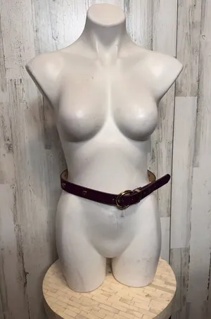 Burgundy Studded Belt Gold Hardware One Size Adjustable thumbnail 1