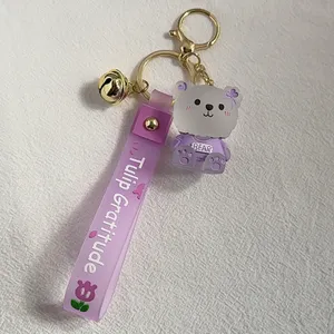 Teddy Bear Car Keychain Bell Keychain Charm Bag Charm Couple Gifts thumbnail 3