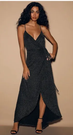 Lulus 🌟 sparkly black wrap dress — NWOT thumbnail 1