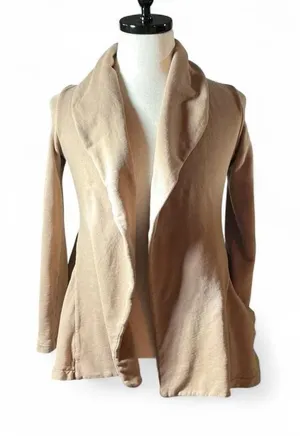 Free People Cozy‎ Waterfall Cardigan Jacket Beige Cotton Blend XS Cottagecore thumbnail 1