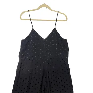 Anthropologie The Essential Jumpsuit Black Polka Dot Wide Leg V-Neck Size 14 thumbnail 8