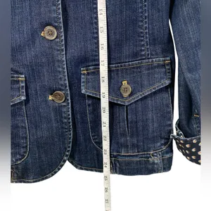 Vintage Inspired Lands’ End Women’s Size 4 Floral Accent Denim Utility Jacket thumbnail 5