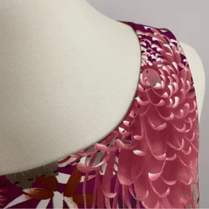 Tahari Dress Sheath Floral Botanical Leaves Lined Sleeveless Fuchsia Pink Purple thumbnail 8