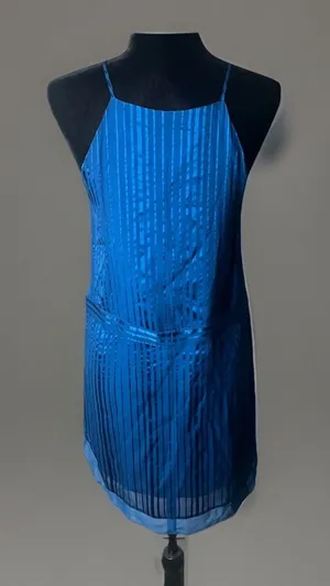 Mason by Michelle‎ Mason Mini Silk Slip Dress 0 Blue Halter Lined thumbnail 1