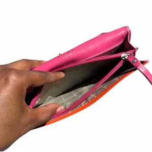 Kate Spade New York Continental Wallet Orange Hot Pink Leather Colorblock thumbnail 8