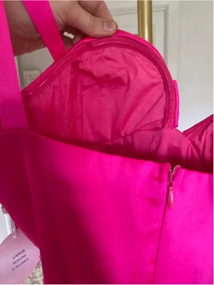 Luxxel‎ Babydoll Mini Romper Hot Pink Satin Corset Barbie Party Glam Event NWTs thumbnail 9