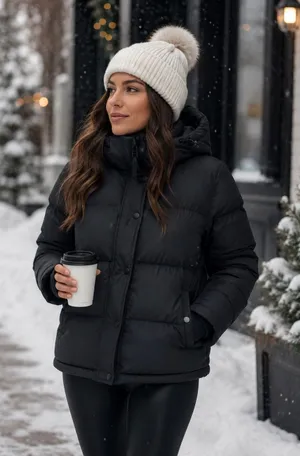 Quince Black Hooded Puffer Jacket Women’s S Quilted Winter Coat Outdoor Travel Gorpcore thumbnail 1