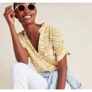 Anthropologie Maeve Amity Utility gold zebra XS blouse thumbnail 1