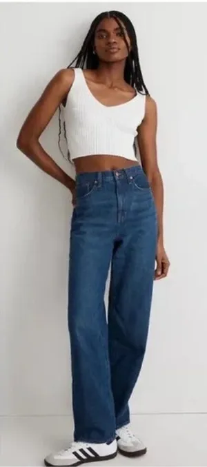 Madewell Dark Wash‎ High Rise Baggy Straight Jeans thumbnail 1