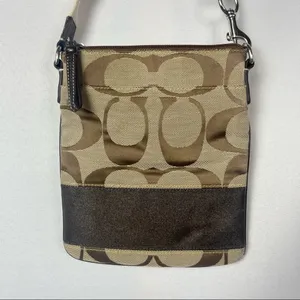 Coach Beige &‎ Brown Signature Canvas Logo Crossbody Bag thumbnail 4