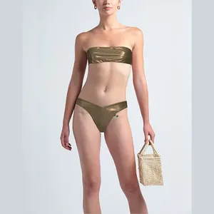 SMMR Bikinis Gold Military Green Bikini Set Top & Bottom Size: M NEW thumbnail 2