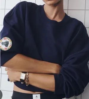 Gola X Anthropologie Pass Back Sweatshirt The Summit Navy Blue Patch Logo Crew thumbnail 1