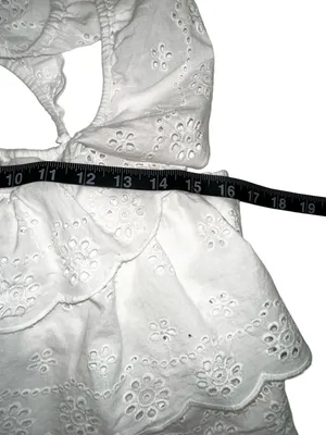 Show Me Your Mumu Girly White Eyelet Ruffle Square Neck Cotton Crop Top SMALL thumbnail 7