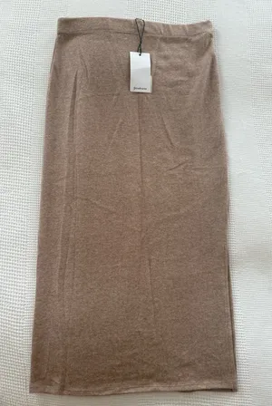 Stradivarius Knit Brown Midi Skirt L thumbnail 1