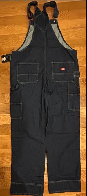 Dickies dark-wash loose straight- baggy leg fit denim carpenter bib overalls,XS thumbnail 11