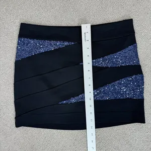 Express Knit Sequin Panel Mini Skirt Blue Black‎ Size 4 thumbnail 11