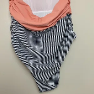 Cupshe Keeping You Accompanied Stripe One-Piece Halter Swimsuit Size M Coral‎ thumbnail 8