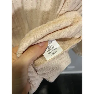 Unbranded Ribbed Knit Top Womens Medium‎ Beige Long Sleeve Pocket Casual Basic thumbnail 3