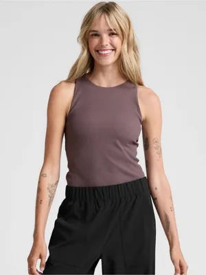 Beyond Yoga Refocus Ribbed Classic Tank Top High-Neck Racerback Woodland Medium thumbnail 2