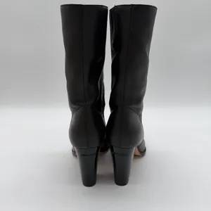 Jimmy Choo Black Soft Leather Sophisticated Pull On Mid Calf Heel Boots 38.5 thumbnail 6