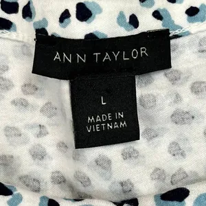 Ann Taylor Black Blue Spotted 3/4 Sleeve Top Large thumbnail 7