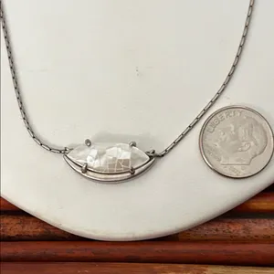 Kendra Scott Silver Necklace with White Crackle Pearl Pendant thumbnail 3