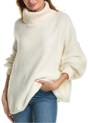 Free People Milo Cowl Cozy Cream Turtleneck Women's Sweater Size Large thumbnail 1