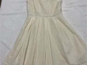 Cream Sleeveless Mini Dress with Eyelet Bodice thumbnail 5