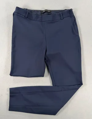 Y2K Zara Woman Navy Blue Slim Cigarette Dress Pants Trousers Ankle Navy Small thumbnail 1