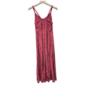 Old Navy Women Pink Plaid Fit & Flare Cami‎ Midi Dress Size M Smocked Cottage thumbnail 2