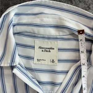 Abercrombie & Fitch Blue White Striped‎ Tie Cuff Button Down Shirt Womens Medium thumbnail 5