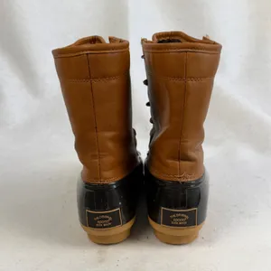 Sporto Arianna Duck Rain Boots Tan Brown Black‎ Rubber Lace Up Womens 6 Western Retro thumbnail 5