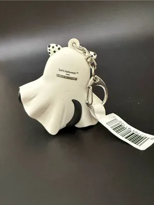 SPIRIT HALLOWEEN Ghost Dog Puppy 3D Polka Dot Ears Figural Bag Charm Keychain thumbnail 4