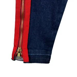 Etienne Marcel Designer Dark Wash Red Ribbon Side Zipper Cropped Jeans Size‎ 24 thumbnail 5