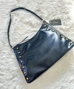 Crossi New York Black Shoulder Bag Faux Leather Studded Y2K Purse Gold Hardware thumbnail 1