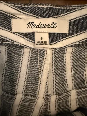 Madewell Zoe Relaxed Wide Pants Linen Blend in Navy White Stripe Size 6 thumbnail 4