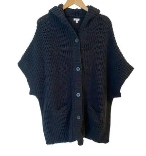 Aerie Dolman Sleeve Oversized Hoodie Tunic Sweater Black Women's Size Medium thumbnail 1