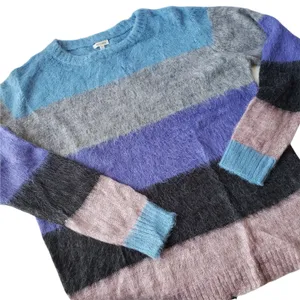 En Creme Under the Stars Womens Sweater Sz M Fuzzy Colorblock Indie Y2K Cozy thumbnail 2