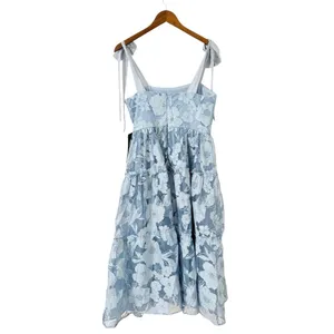 Lulus Proof of Perfection Blue Floral Tiered Tie-Strap Midi Dress size L NWT thumbnail 5