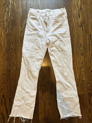 Mother The Hustler Ankle Fray High-Rise White Cropped Flare Jeans thumbnail 12