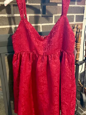 Altar'd State Deep Red Floral Jacquard Dress thumbnail 1